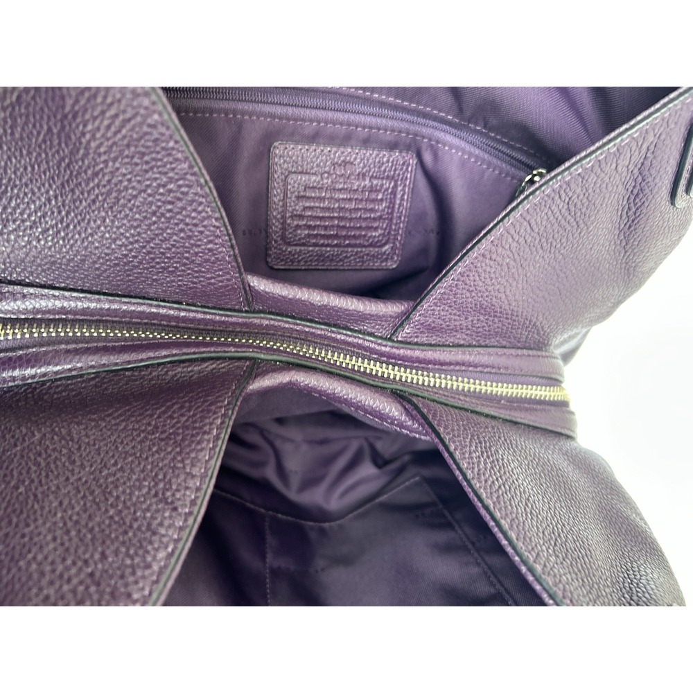 Coach Edie 31 Shoulder Bag Dark Purple Pebbled Leather Tote 57125 - Picture 6 of 7